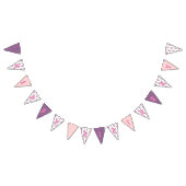 Happy Birthday Chic Lila Irises Polka Dots Wimpelkette (Alle)