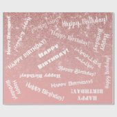 Happy Birthday Chic Rose Gold Glitzer Pink Geschenkpapier (Flach)