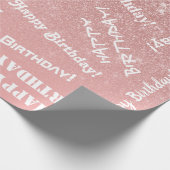 Happy Birthday Chic Rose Gold Glitzer Pink Geschenkpapier (Ecke)