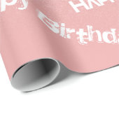 Happy Birthday Chic Rose Gold Glitzer Pink Geschenkpapier (Rolleneckpunkt)