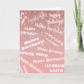 Happy Birthday Chic Rose Gold Glitzer Pink Karte (Vorderseite)