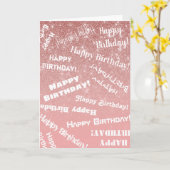 Happy Birthday Chic Rose Gold Glitzer Pink Karte (Gelbe Blume)