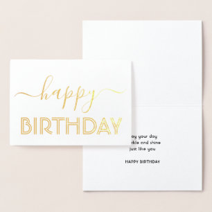 Happy Birthday Chic Script Minimal Glam Gold Real Folienkarte