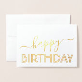 Happy Birthday Chic Script Minimal Glam Gold Real Folienkarte (Vorderseite mit Umschlag)