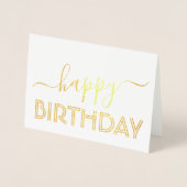 Happy Birthday Chic Script Minimal Glam Gold Real Folienkarte (Vorderseite)