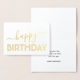 Happy Birthday Chic Script Minimal Glam Gold Real Folienkarte