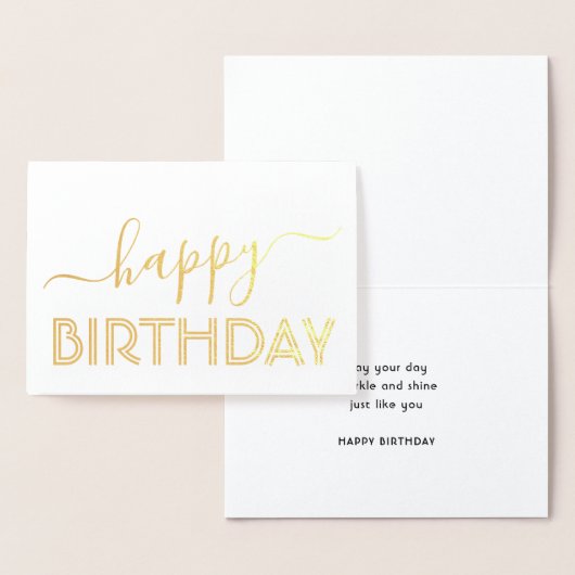 Happy Birthday Chic Script Minimal Glam Gold Real Folienkarte (Anzeige)