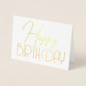 Happy Birthday Chic Script Minimal Glam Silver Folienkarte (Vorderseite)