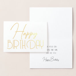 Happy Birthday Chic Script Minimal Glam Silver Folienkarte