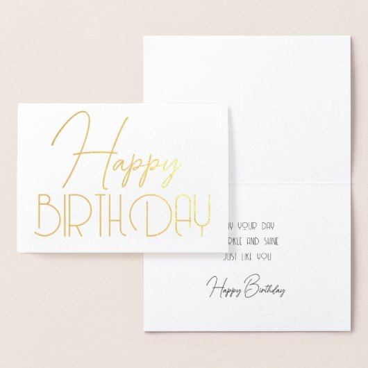 Happy Birthday Chic Script Minimal Glam Silver Folienkarte (Anzeige)