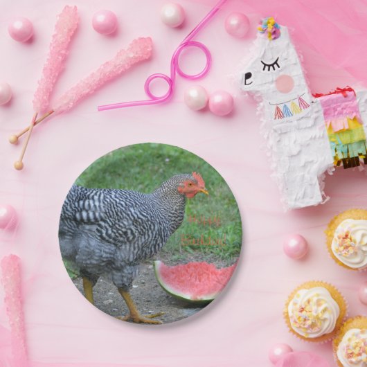 Happy Birthday Chicken Lieben Watermelon Pappteller (Party)