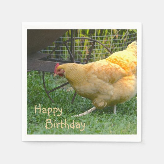 Happy Birthday Chicken Napkin Serviette (Vorderseite)