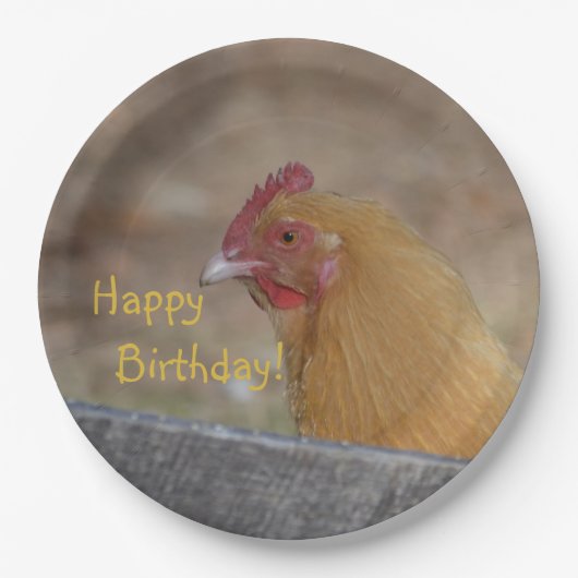 Happy Birthday Chicken Paper Plate Pappteller (Vorderseite)