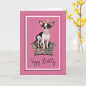 Happy Birthday | Chihuahua Princess Karte (Gelbe Blume)
