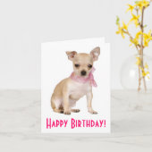 Happy Birthday Chihuahua Puppy Dog Grußkarte Karte (Gelbe Blume)