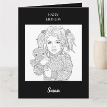 Happy Birthday Child and Dog Coloring