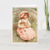 Happy Birthday - Child Holding Doll Vintages Desig Karte (Vorderseite)