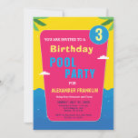 Happy Birthday Child Kids Girl Boy Age Personalize Einladung<br><div class="desc">Tropical Red Blue Customize Pool Party Geburtstag Einladungs-Karte für den Pool Party Themenabend für Kinder. Personalisieren Sie es für Ihr Kind.</div>