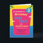 Happy Birthday Child Kids Girl Boy Age Personalize Einladung<br><div class="desc">Tropical Red Blue Customize Pool Party Geburtstag Einladungs-Karte für den Pool Party Themenabend für Kinder. Personalisieren Sie es für Ihr Kind.</div>