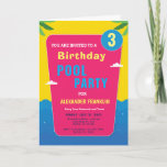 Happy Birthday Child Kids Girl Boy Age Personalize Einladung<br><div class="desc">Tropical Red Blue Customize Pool Party Geburtstag Einladungs-Karte für den Pool Party Themenabend für Kinder. Personalisieren Sie es für Ihr Kind.</div>