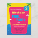 Happy Birthday Child Kids Girl Boy Age Personalize Einladungspostkarte<br><div class="desc">Tropical Red Blue Customize Pool Party Geburtstagskarte für den Pool Party Themenabend für Kinder. Personalisieren Sie es für Ihr Kind.</div>