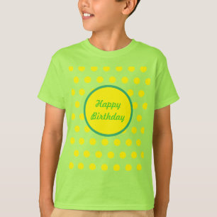 Happy Birthday Child's T - Shirt Neon Green & Yell