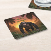Happy Birthday Chimp Rechteckiger Pappuntersetzer (angewinkelt)