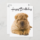 Happy Birthday Chinese Shar Pei Puppy Dog Card Postkarte (Vorne/Hinten)