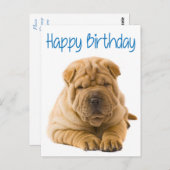 Happy Birthday Chinese Shar Pei Puppy Dog Card Postkarte (Vorne/Hinten)