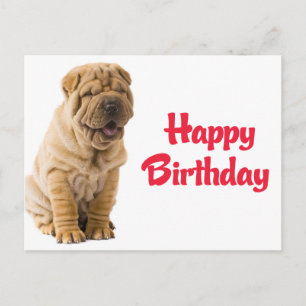 Happy Birthday Chinese Shar Pei Puppy Dog Card Postkarte