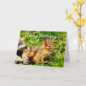 Happy Birthday Chipmunks Group Card Karte (Gelbe Blume)
