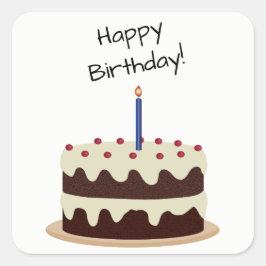 Happy Birthday Chocolate and Vanilla Cake Sticker