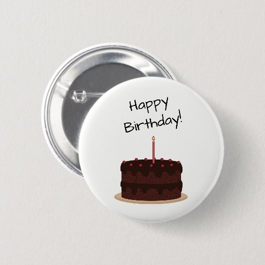 Happy Birthday Chocolate Cake Button (Vorne & Hinten)