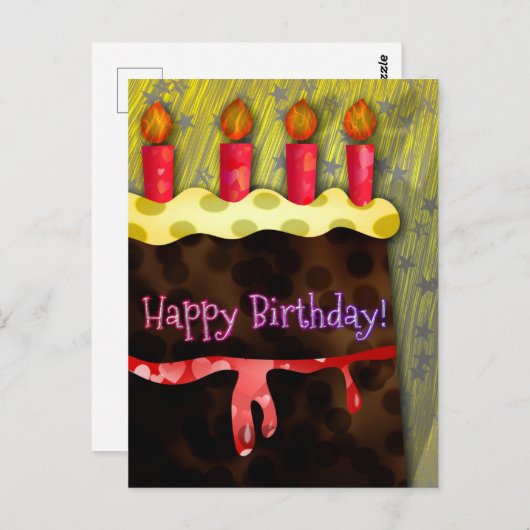 Happy Birthday Chocolate Cake | Postkarte (Vorne/Hinten)