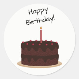 Happy Birthday Chocolate Cake Round Sticker