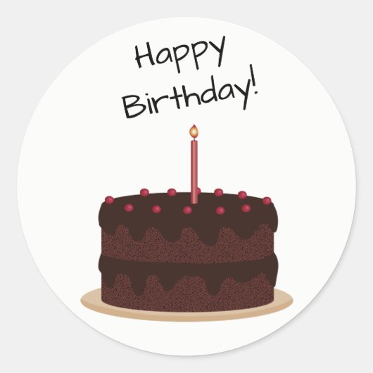Happy Birthday Chocolate Cake Round Sticker (Vorderseite)