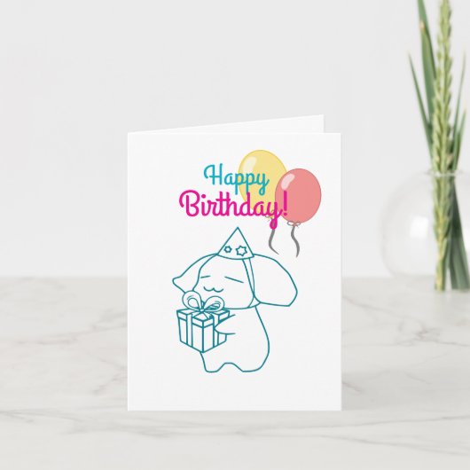 Happy Birthday Chomochi Bunny Karte (Vorderseite)