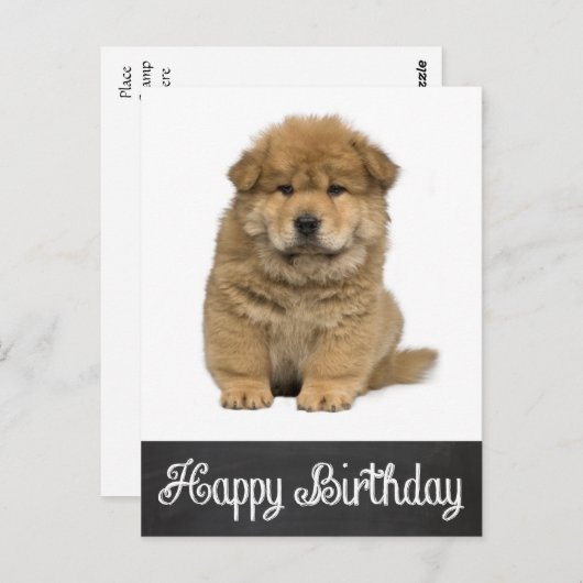 Happy Birthday Chow Chow Puppy Chalkboard Postkart Postkarte (Vorne/Hinten)