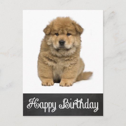 Happy Birthday Chow Chow Puppy Chalkboard Postkart Postkarte (Vorderseite)