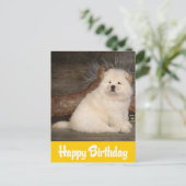 Happy Birthday Chow Chow Welpe Hund Gelbe Postkart Postkarte (Stehend Vorderseite)