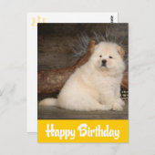 Happy Birthday Chow Chow Welpe Hund Gelbe Postkart Postkarte (Vorne/Hinten)