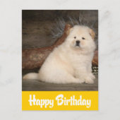 Happy Birthday Chow Chow Welpe Hund Gelbe Postkart Postkarte (Vorderseite)