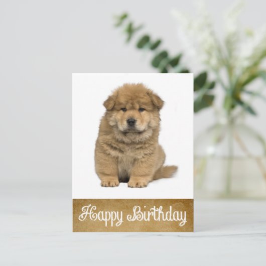 Happy Birthday Chow Chow Welpe Hund Postkarte (Stehend Vorderseite)