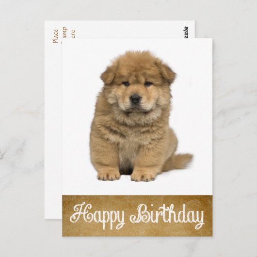 Happy Birthday Chow Chow Welpe Hund Postkarte (Vorne/Hinten)