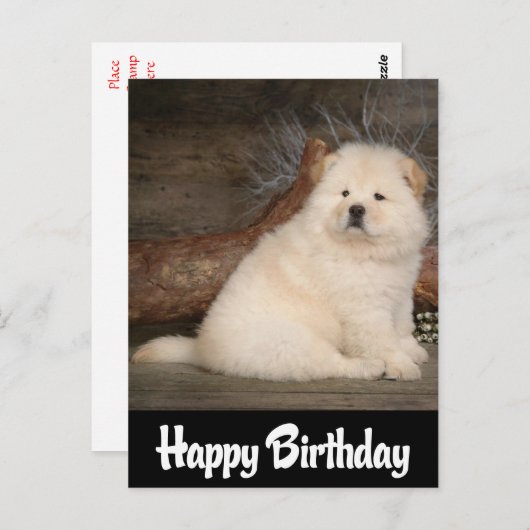 Happy Birthday Chow Chow Welpe Hund schwarze Postk Postkarte (Vorne/Hinten)