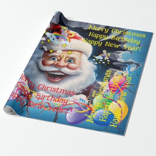 Happy Birthday Christmas Unicorn Wrapping Paper Geschenkpapier (Ungerollt)
