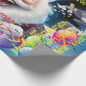 Happy Birthday Christmas Unicorn Wrapping Paper Geschenkpapier (Ecke)