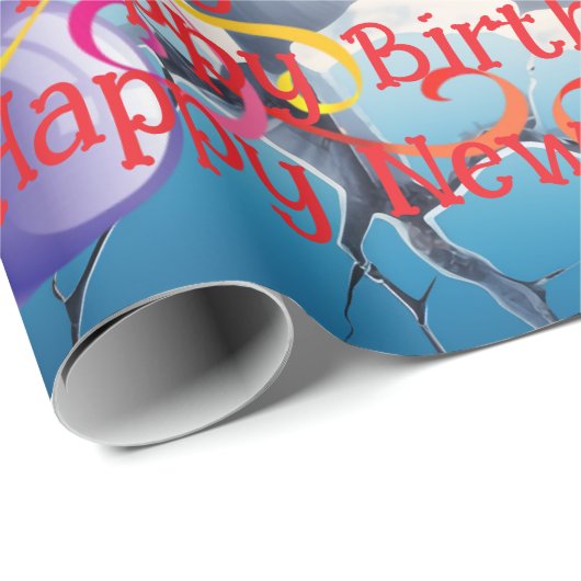 Happy Birthday Christmas Unicorn Wrapping Paper Geschenkpapier (Rolleneckpunkt)