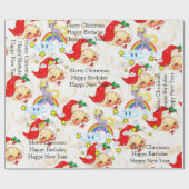 Happy Birthday Christmas Unicorn Wrapping Paper Geschenkpapier (Flach)
