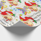 Happy Birthday Christmas Unicorn Wrapping Paper Geschenkpapier (Ecke)